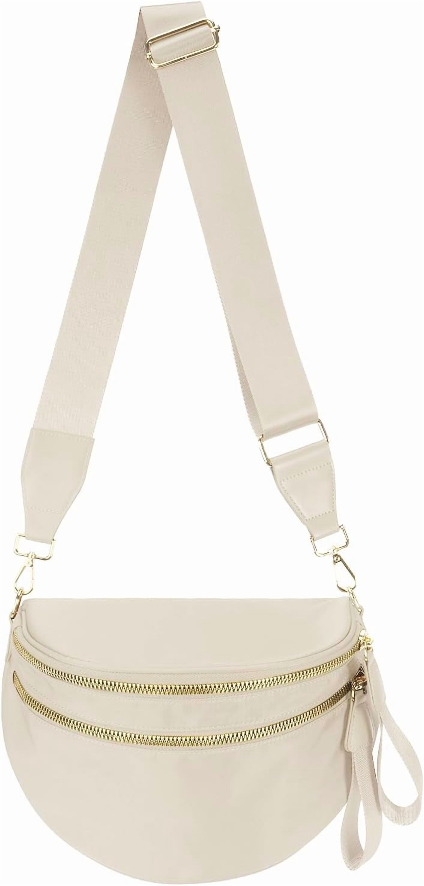Kwuty Pure Colour Crossbody Bag Bum Bag for Women,Spacious Purse Fanny Packs Belt Bag,Oversized Bum Bag (Colour Bum Bag-Beige)