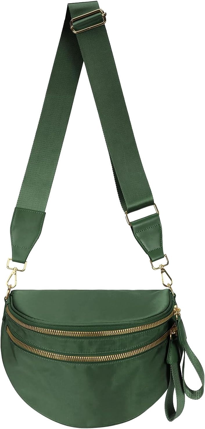 Kwuty Pure Colour Crossbody Bag Bum Bag for Women,Spacious Purse Fanny Packs Belt Bag,Oversized Bum Bag (Colour Bum Bag-Beige)