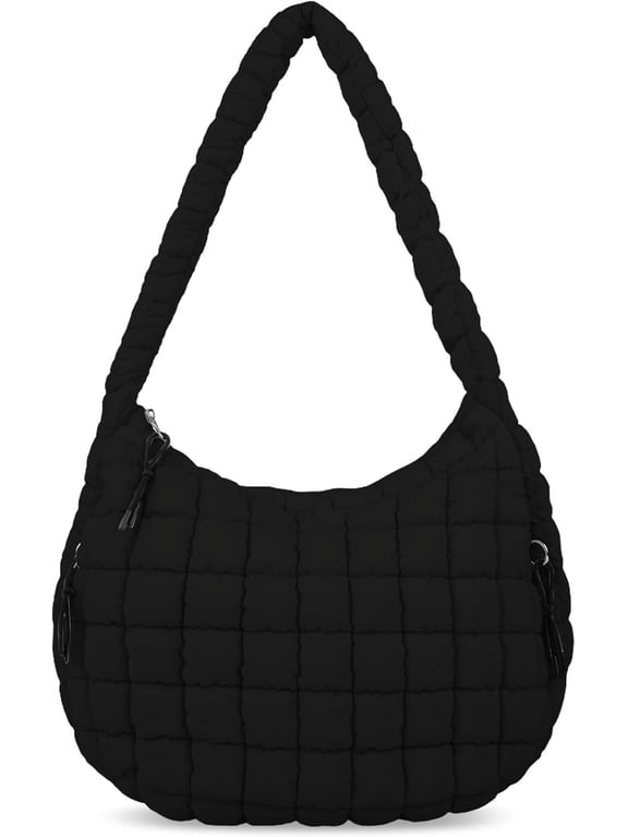 Quilted Puffer Tote Bag for Women - Large Crossbody Bag, Lightweight Nylon Puffy Carryall Hobo Puff Shoulder Bag