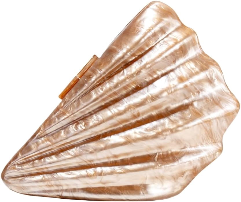 Kwuty Seashell Chain Shoulder Bag for Women Acrylic Evening Clutch Bag Glitter Marble Purse Handbag for Wedding Party Prom