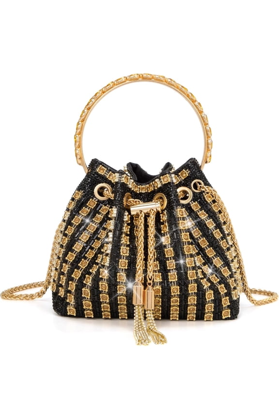 Sparkly Diamond Evening Bag Clutch Purses for Women Rhinestone Purse Glitter Handbag for Party Prom Cocktail Wedding(Black)