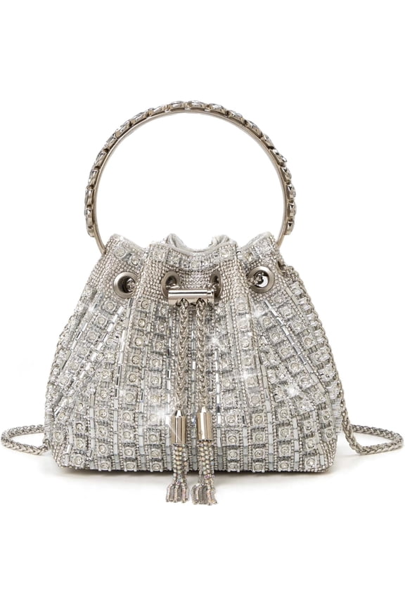 Sparkly Diamond Evening Bag Clutch Purses for Women Rhinestone Purse Glitter Handbag for Party Prom Cocktail Wedding（Silver）