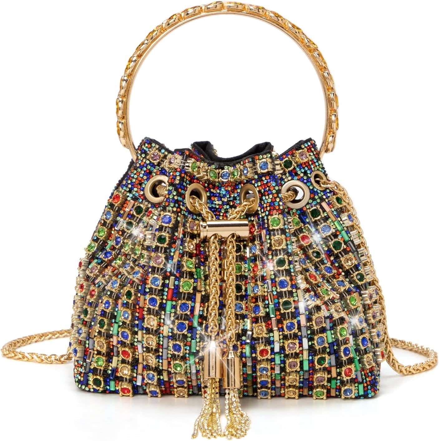 Kwuty Sparkly Diamond Evening Bag Clutch Purses for Women Rhinestone Purse Glitter Handbag for Party Prom Cocktail Wedding（Colorful）