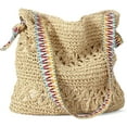 thumbnail image 1 of Kwuty Straw Beach Bags for Women - Women Beach Handmade Woven Tote Bag, Summer Mesh Hollow Shoulder Bag for Holiday, 1 of 7