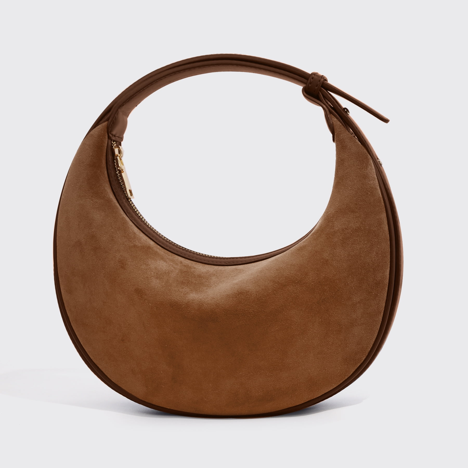 Kwuty Suede Crossbody Bag for Women, Vintage Hobo Handbag Crescent Shoulder Purses with Adjustable Strap Winter Fall