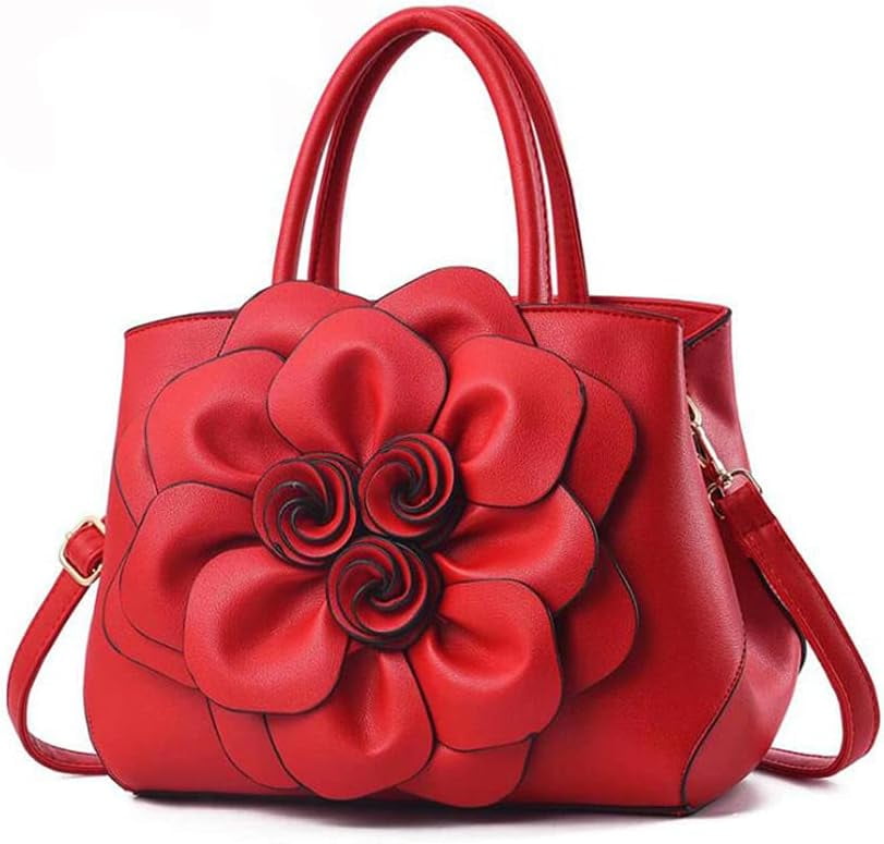 Kwuty Tote Top-handle Handbags for Women 3D Floral Purse PU Leather Hobo Crossbody Shoulder Bag Satchel