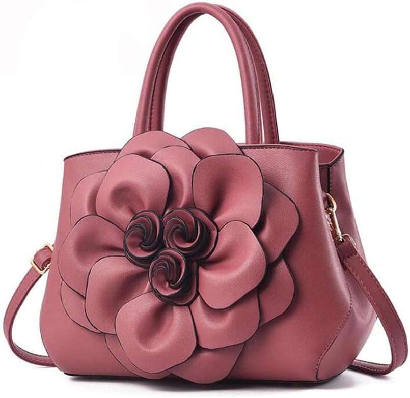 Kwuty Tote Top-handle Handbags for Women 3D Floral Purse PU Leather Hobo Crossbody Shoulder Bag Satchel