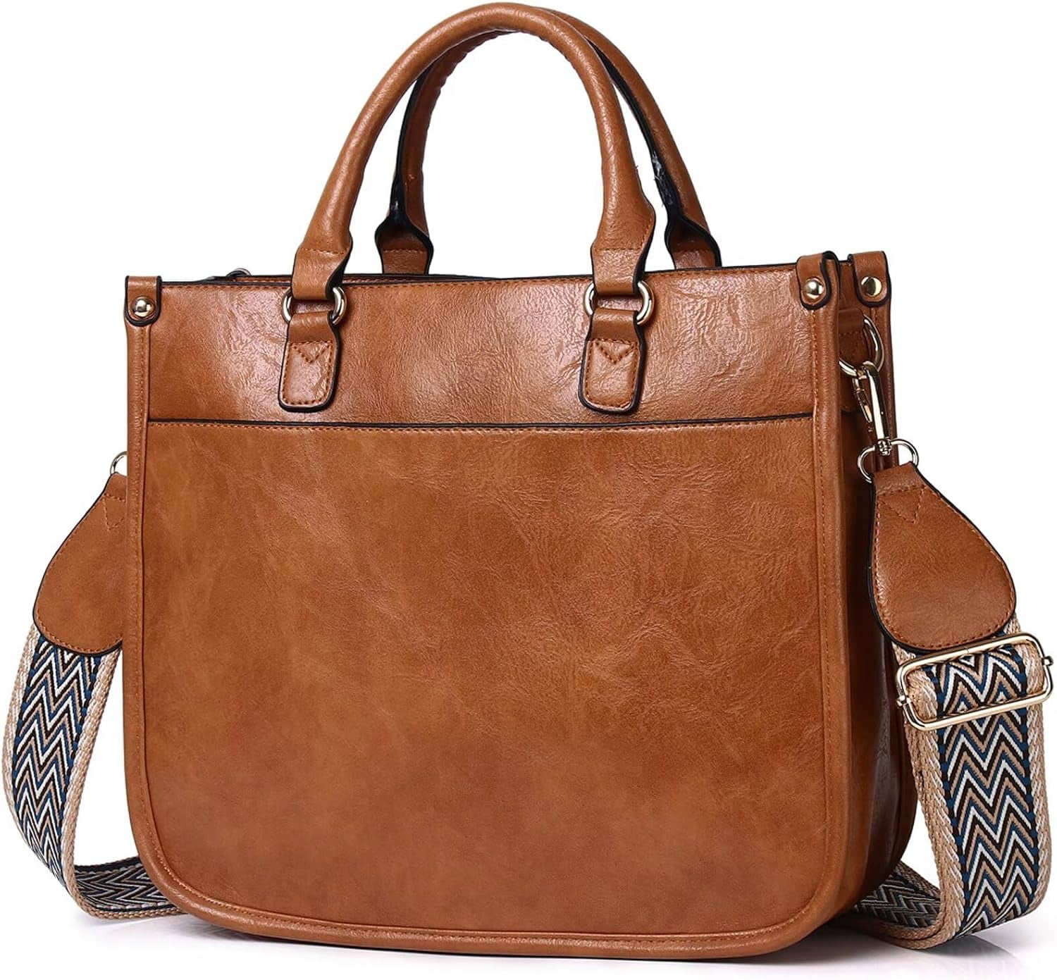 Kwuty Vegan Leather Crossbody Bags for Women, Crossbody Purse with Guitar Strap Zipped Pockets Handbag Shoulder Bag