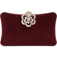 thumbnail image 1 of Kwuty Velvet Evening Bags For Women With Flower Closure Rhinestone Crystal Embellished Clutch Purse For Party Wedding, 1 of 6