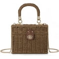 thumbnail image 1 of Kwuty Women Handwoven Rattan Handbag Beach Straw Tote Bag Square Boho Crossbody Bag, 1 of 7