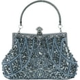 thumbnail image 1 of Kwuty Womens Vintage Floral Beaded Rhinestone Embroidery Clutch Sequin Crossbody Bag Evening Handbag for Bridal Wedding Party Prom, 1 of 7