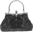 thumbnail image 1 of Kwuty Womens Vintage Floral Beaded Rhinestone Embroidery Clutch Sequin Crossbody Bag Evening Handbag for Bridal Wedding Party Prom, 1 of 5