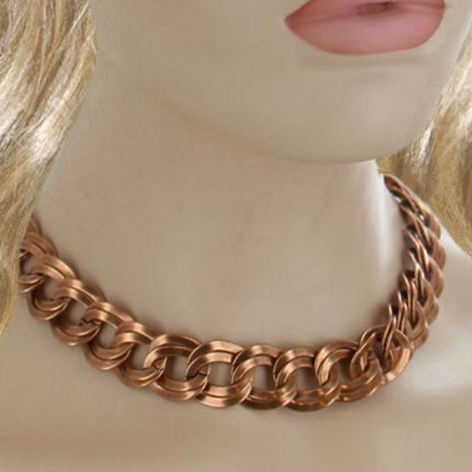 Ky & Co Copper Ox Tone Thick Link Double Curb Chain Statement Necklace Collar Ladies Adult Female Women