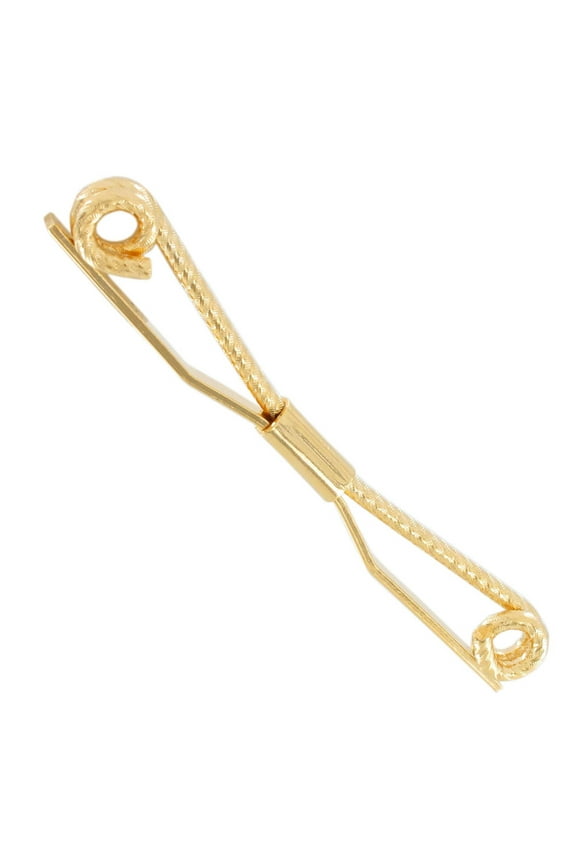 Gold Tone Twisted Rope Look Bent Wire Collar Bar Clip Mens Adult