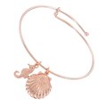 thumbnail image 1 of Ky & Co Rose Gold Tone Shell Seahorse Charm Bangle Bracelet Ladies Adult Female, 1 of 1