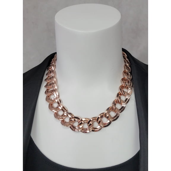Ky & Co Rose Gold Tone Wide Double Curb Chain Link Necklace 18" Ladies Adult Female Women