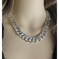 thumbnail image 1 of Ky & Co Silver Tone Oversized Thick Chain Choker Necklace Curb Link 18" Ladies Adult Female, 1 of 7