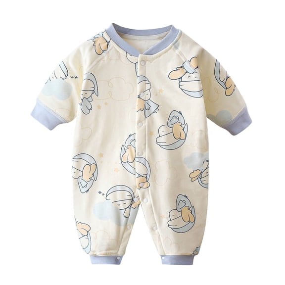 KyCheLot 0-3 Years Little Boys Girls Bodysuit Cotton Printed Comfy Jumpsuit for Newborn Baby