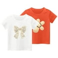 thumbnail image 1 of KyCheLot 2 Pack Girls Casual Tshirts Cute Breathable Short Sleeve Loose Summer Top for Kids Toddler 2-11 Years, 1 of 4