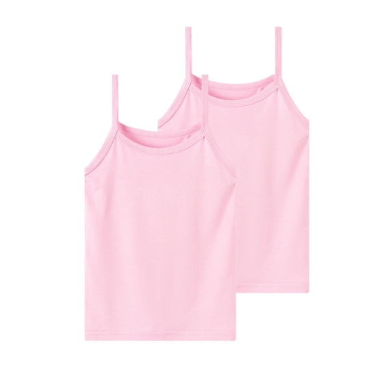 KyCheLot 2 Pack Tank Tops for Kids Sleeveless Crew Neck Solid Color Spaghetti Strap Tops Comfy Summer Camisole
