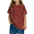thumbnail image 1 of KyCheLot 3-14 Years Girls Summer Blouse Tops Fashion Print Loose Short Sleeve Casual T-Shirt, 1 of 6