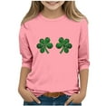 thumbnail image 1 of KyCheLot 3/4 Sleeve Shirts for Girls St.Patrick's Day Crewneck Pullover Printed Tee Shirts 3-13 Years, 1 of 4