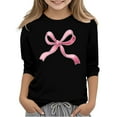 thumbnail image 1 of KyCheLot 3/4 Sleeve Tops for Girl Bow Print Crewneck Casual Cute Shirts Spring Blouses 3-14 Years, 1 of 5