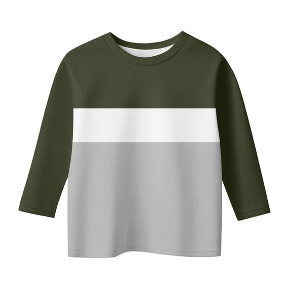 KyCheLot 3/4 Sleeve Tshirts for Boys Girls Color Block Crewneck School Casual Shirts Spring 3-12 Years