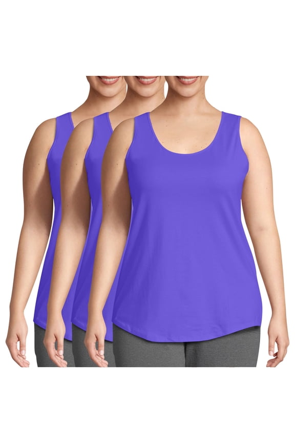 3 Pack Tank Tops for Women Plus Size Tops Scoop Neck Sleeveless Shirts Athletic Workout Yoga Tanks