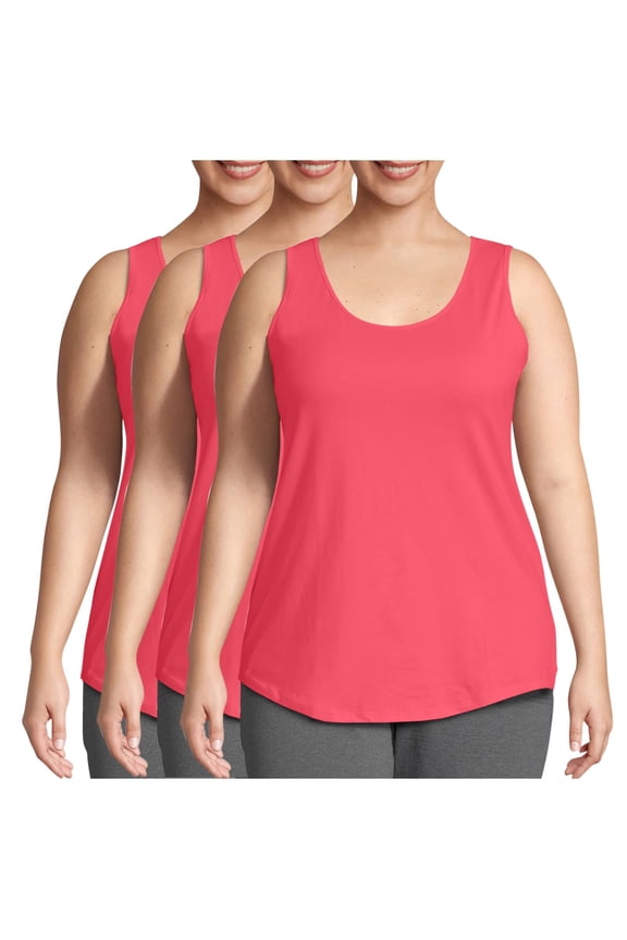 3 Pack Tank Tops for Women Plus Size Tops Scoop Neck Sleeveless Shirts Athletic Workout Yoga Tanks