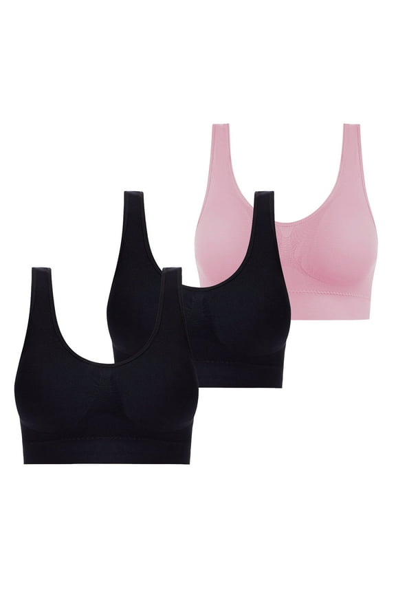 3 Pack Women's Bras with Removable Pads Comfort Wirefree Support Breathable Daily Bra