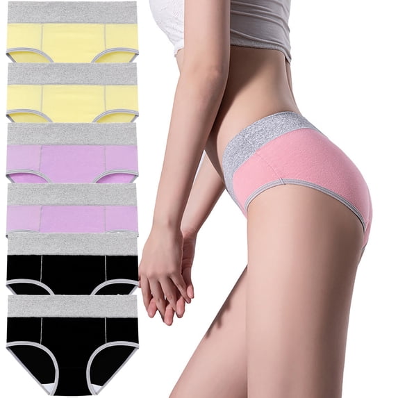 KyCheLot 6 Pack Womens Cotton Underwear Soft Breathable High Waist Stretch Full Coverage Panties Ladies Underpants