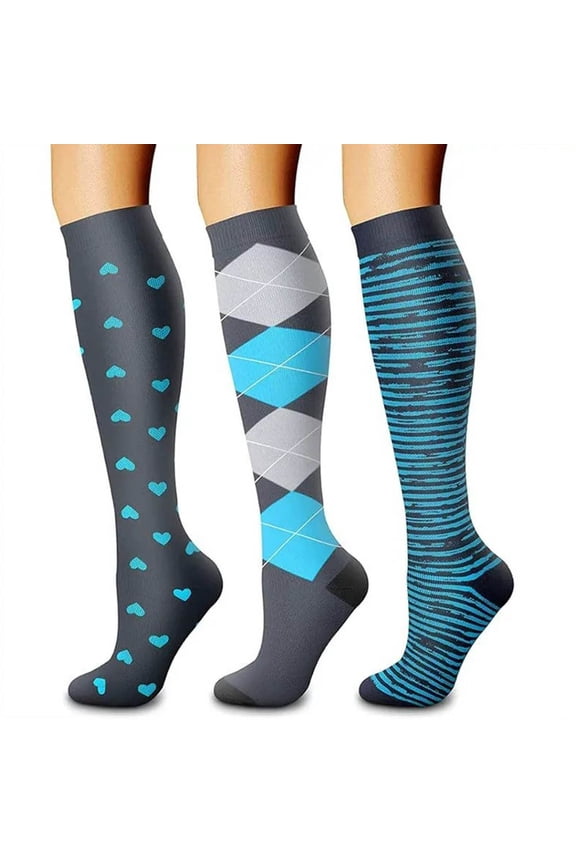 Athletic Socks for Women Cotton 3 Pairs Knee High Cute Support Socks Outdoor Hiking Cycling
