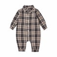 thumbnail image 1 of KyCheLot Baby Boy's Plaid Romper Lightweight Cotton Lapel Long Sleeve Button Front Jumpsuits for 0-3 Years, 1 of 7