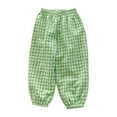 thumbnail image 1 of KyCheLot Baby Boys Girls Casual Pants Cotton Linen Elastic Waist Plaid Trousers Bloomers Homewear 2-8 Years, 1 of 7