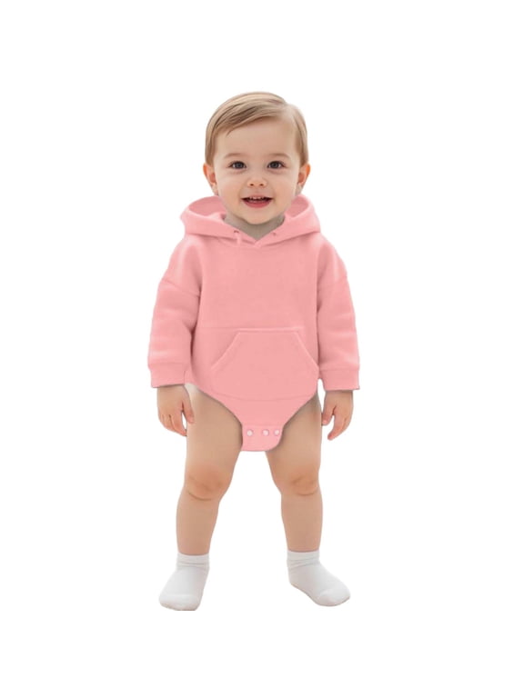 Baby Boys Girls Sweatshirt Romper Cute Hooded Long Sleeve Cotton Snap Bottom Newborn Comfort Sweatshirts 0-2 Years