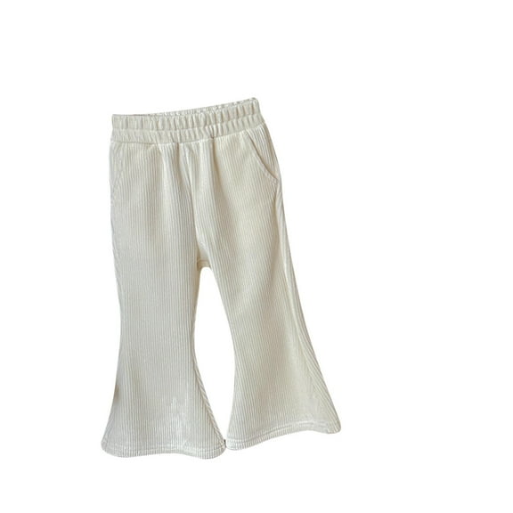 KyCheLot Baby Girl Flare Pants Basic Ribbed Solid Color Bottoms Cotton Pants 1-10 Years