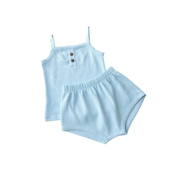 KyCheLot Baby Girl's Summer Clothes Breathable Sleeveless Cami Shirt and Shorts Casual Outfits for 6 Months-3 Years