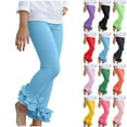thumbnail image 1 of KyCheLot Baby Girls Leggings Solid Color Layer Ruffle Hem Elastic Waist Stretchy Bottoms 3-12 Years, 1 of 7
