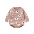 thumbnail image 1 of KyCheLot Baby Girls Long Sleeve Bodysuit Knit Cotton Button Comfort Clothes Fall Winter 0-18 Months, 1 of 4