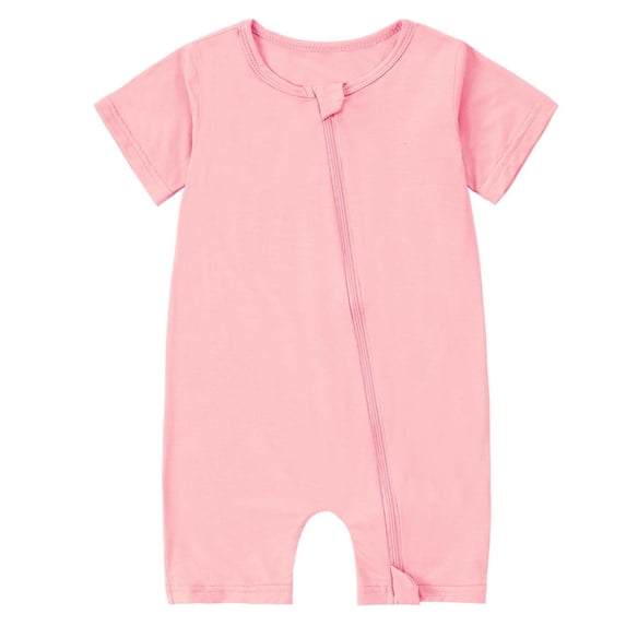 KyCheLot Baby Rompers Boys Girls Short Sleeve Sleepwear Playwear Zip up Cotton Romper Daily 0-24 Months