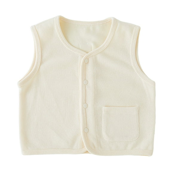 KyCheLot Baby Unisex Cotton Waistcoat Comfy Sleeveless Solid Color Snap Basic Warm Vest Spring Fall 3-9 Years