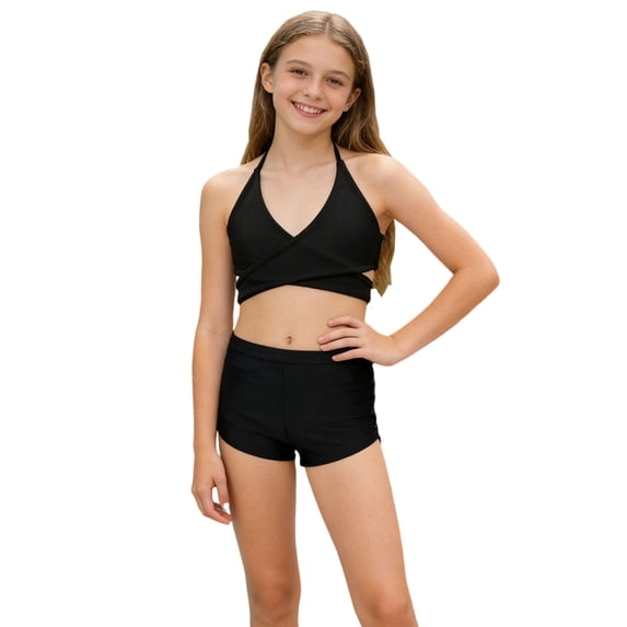KyCheLot Bathing Suit for Girls High Waisted Quick Dry Bottoms Bikini Top Set Sun Protection Swimsuit 2-11 Years