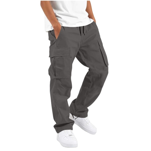 KyCheLot Boy's Cargo Sweatpants Drawstring Elastic Waist Trousers with Multi Pockets Casual Outdoor School Joggers