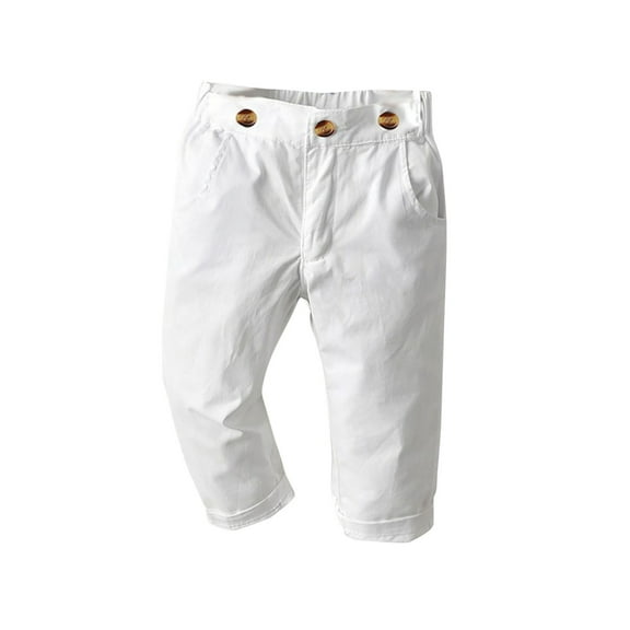 KyCheLot Boy's School Pants Casual Solid Color Elastic Waist Trousers Suit Pants Uniform 6 Months-8 Years