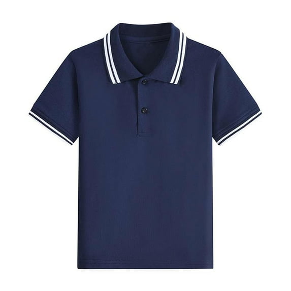 KyCheLot Boy's School Uniform Shirts Classic Short Sleeve Button Collared Casual Breathable Cotton T Shirts 3-15 Years
