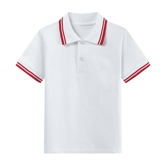 KyCheLot Boy's School Uniform Shirts Classic Short Sleeve Button Collared Casual Breathable Cotton T Shirts 3-15 Years