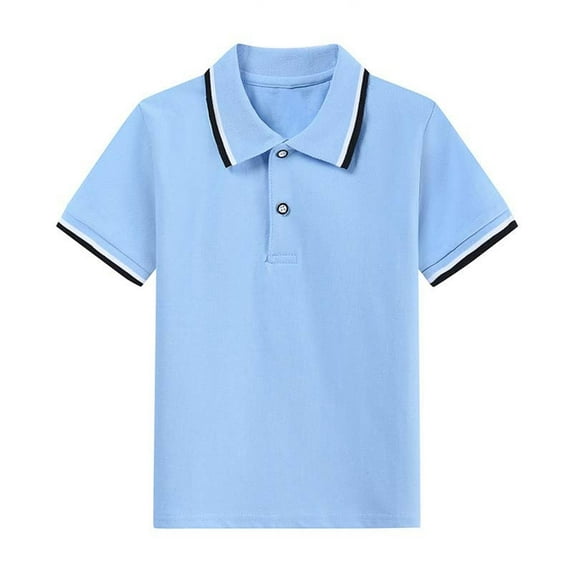 KyCheLot Boy's School Uniform Shirts Classic Short Sleeve Button Collared Casual Breathable Cotton T Shirts 3-15 Years