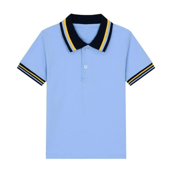 KyCheLot Boy's School Uniform Shirts Classic Short Sleeve Button Collared Casual Breathable Cotton T Shirts 3-15 Years
