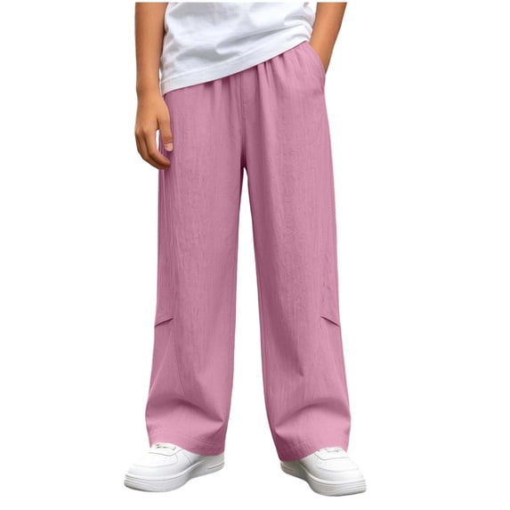 KyCheLot Boy's Sweatpants Straight Leg Elastic Waist Pockets Pants Causal School Daily Athletic Unisex Joggers